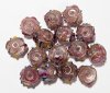 15, 10mm Crystal and Pink Round Wedding Cake Lampwork Beads