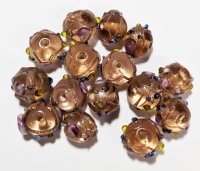 15, 10mm Transparent Rosaline Round Wedding Cake Lampwork Beads