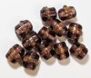 10 10x8mm Transparent Light Amethyst and Gold Band Lampwork Barrel Beads