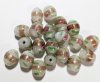 20 11x9mm White Opal and Gold Oval Lampwork Beads