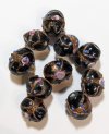 10 16x12mm Opaque Black Oval Wedding Cake Beads