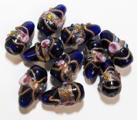 10 20x10mm Transparent Cobalt Wedding Cake Drop Beads