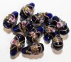 10 20x10mm Transparent Cobalt Wedding Cake Drop Beads