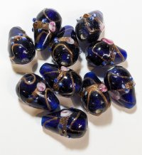 10 20x12mm Transparent Cobalt Wedding Cake Drop Beads