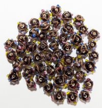 50, 6mm Transparent Amethyst Wedding Cake Lampwork Beads