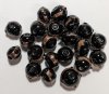 20, 8mm Opaque Black Lampwork Beads With Gold Band and Dot
