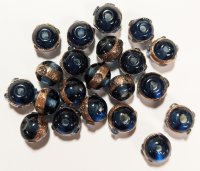 20, 8mm Transparent Montana Lampwork Beads With Gold Band and Dot