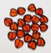 20 10mm Flat Cut Window Heart Beads Transparent Orange w/ Speckles