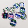 10 14mm Flat Cut Oval Window Bead Crystal with Rainbow Stripes