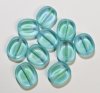 10 14mm Flat Cut Oval Window Bead Aqua & Green