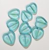10 15mm Flat Cut Window Heart Beads Aqua & Green