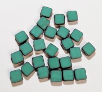 25 6x6x3mm Oqaque Turquoise with Bronze Edge Windows