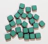 25 6x6x3mm Oqaque Turquoise with Bronze Edge Windows