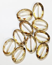 10 20x14mm Flat Oval Transparent Crystal with Speckled Edge