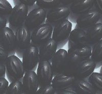 50 10.5x7mm Black Ridged Oval Wood Beads 