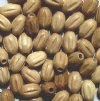 50 10.5x7mm Natural Ridged Oval Wood Beads 