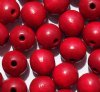 50 12mm Red Round Wood Beads