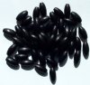 50 14x7mm Black Oval Wood Beads