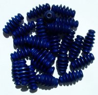 25 17x9mm Blue Ridged Oval Wood Beads