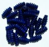 25 17x9mm Blue Ridged Oval Wood Beads
