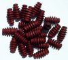 25 17x9mm Mahogany Ridged Oval Wood Beads
