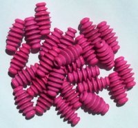 25 17x9mm Pink Ridged Oval Wood Beads