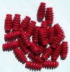 25 17x9mm Red Ridged Oval Wood Beads