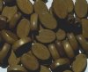 50 15x10x5mm Dark Olive Flat Oval Wood Beads