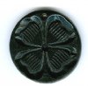 1 28mm Round Black Carved Ebony Clover Pendant
