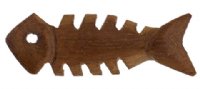 1 36x13mm Carved Dark Brown Wood Fish Skeleton Pendant