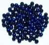 100 6mm Blue Round Wood Beads