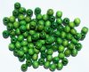 100 6mm Green Round Wood Beads