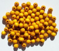 100 6mm Yellow Round Wood Beads