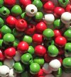 100 8mm Christmas Holiday Mix Round Wood Beads