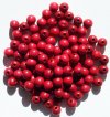 100 8mm Red Round Wood with 2mm Hole