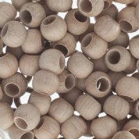 100 8x6.5mm Natural Round Wood with Large 4.5mm Hole