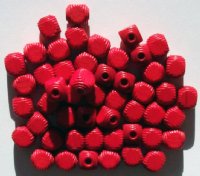 50 9mm Red Rounded Cube Wood Beads
