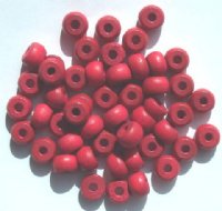 50 9x6.5mm Red Crow Wood Beads