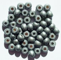50 9x6.5mm Laquered Silver Crow Wood Beads