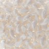 25, 8x5mm Alabaster White Lustre LEFT Two Hole Zoliduo Beads